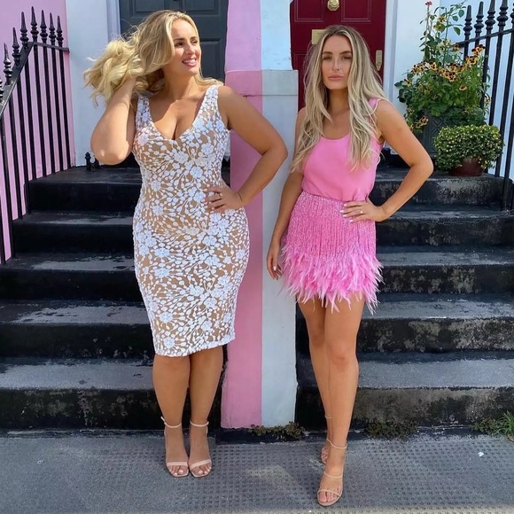 Ballerina Pink Sexy Fringe Feather Skirt Set With Tassles, 2 Piece Set - Picture 7 of 10